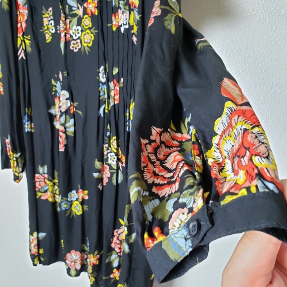 Old Navy Casual Multicolor Floral Pleated Lace Up Midi Dress - Picture 4 of 8